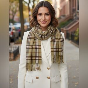 Authentic Burberrys (vintage) plaid green and brown scarf